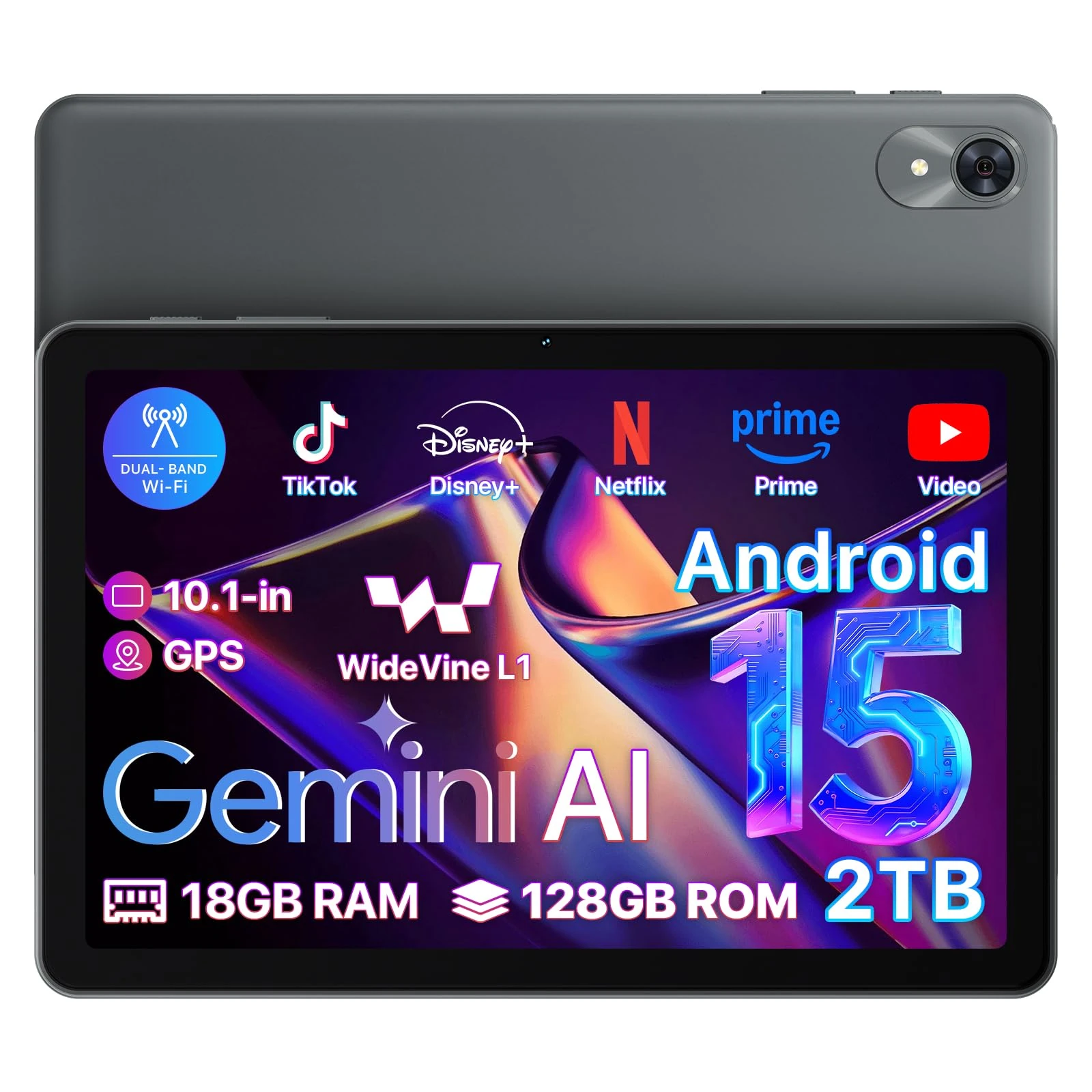 2025 Tablet Android 15, OYEFIT T10 Tablet 10.1 inch,18(6+12) GB+128GB+2TB Expandable Tablets with Speed 2.0 GHz,1280x800 HD IPS,FM Radio, 5000mAh,WiFi6,GPS,Bluetooth,Travel Gift,Kids Space,YT Kids