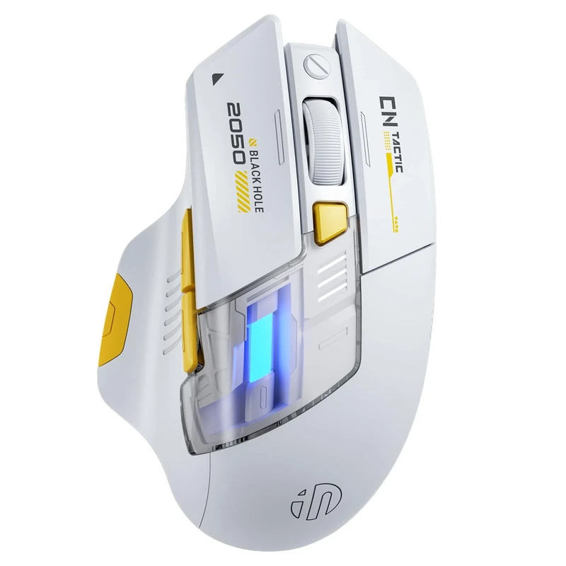 INPHIC A9 Explorer Bluetooth Mouse, Dual-Mode Bluetooth 5.0/2.4G wireless Mouse rechargeable, 2400 DPI, RGB breathing light, visible battery indicator, cordless mouse for Laptop/PC/Computer, White