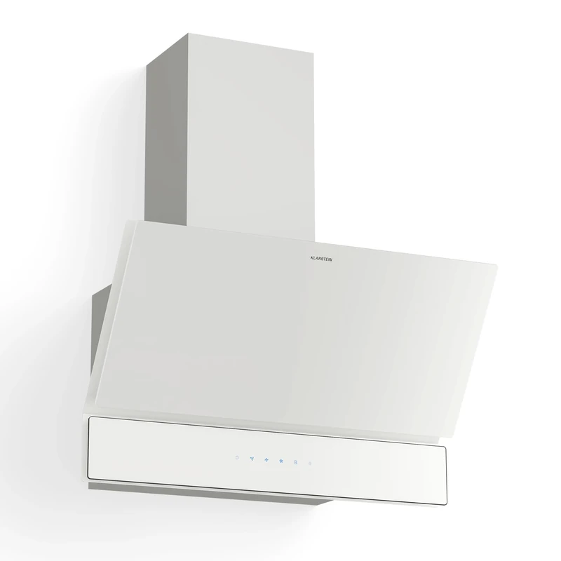 Klarstein Velaire Angled Cooker Hood - 60cm, 820 m³/h Boost, A++ Energy, Touch Control, LED Lighting, Quiet, Dishwasher-Safe Filter, Ducted & Recirculating Extractor Hood, White