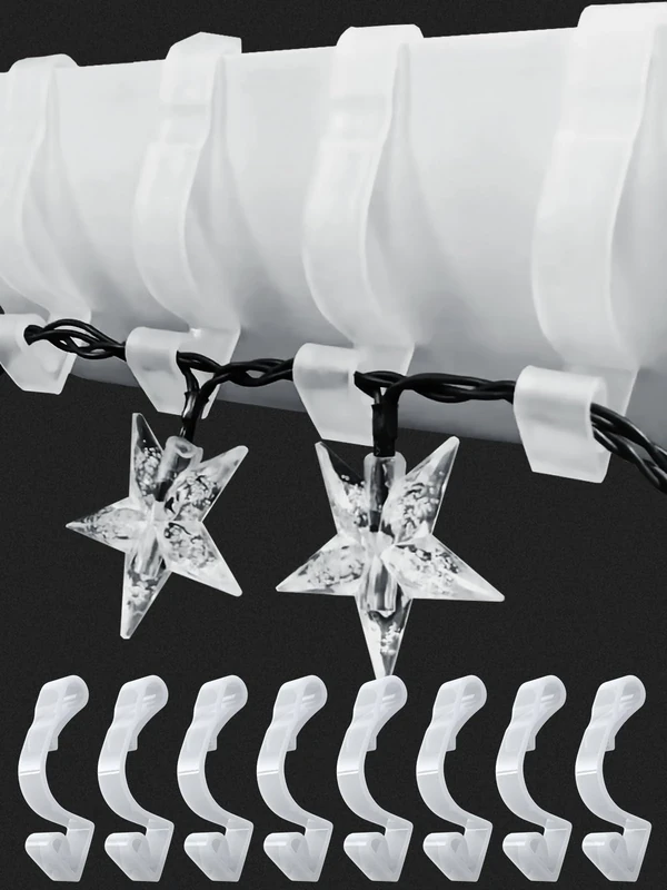 BYSMAH 16 Pack Giant Gutter Hooks for Outdoor Lights, Strong Heavy Duty Large Christmas Light Clips Gutter Hangers Weatherproof for Hanging Outdoor String Icicle Curtain Fairy Lights (White)