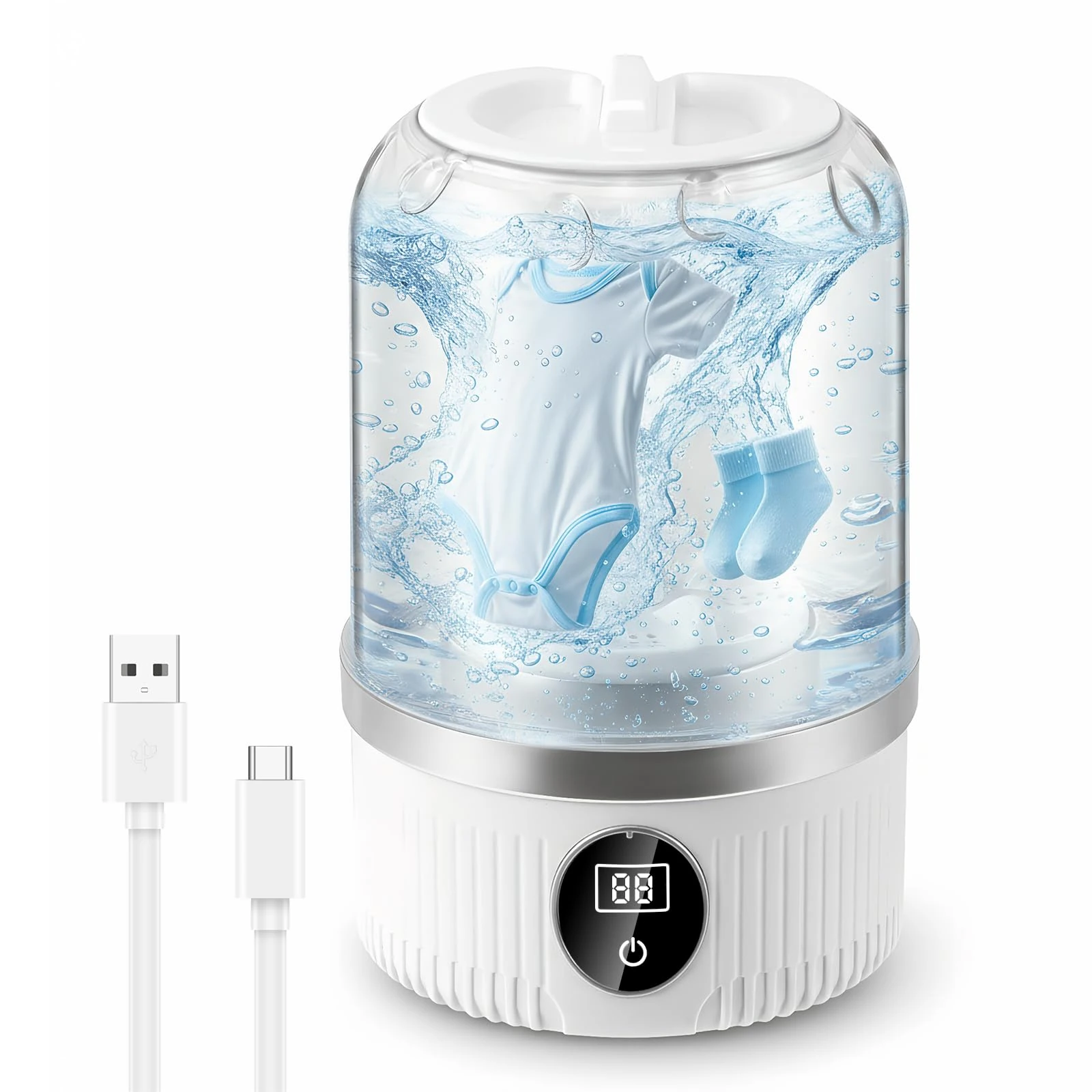 Underwear Washing Machine,Cordless Portable Washing Machine,600g Rechargeable Mini Laundry Machine for Underwear,Socks,Bra,Suitable for RV,Travel,Camping,Apartments