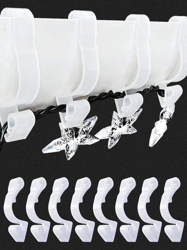 BYSMAH 14 Pack Giant Gutter Hooks for Outdoor Lights, Extra Strong Large Outdoor Christmas Light Clips Gutter Hangers Weatherproof for Hanging Outdoor String Icicle Curtain Fairy Lights (White)