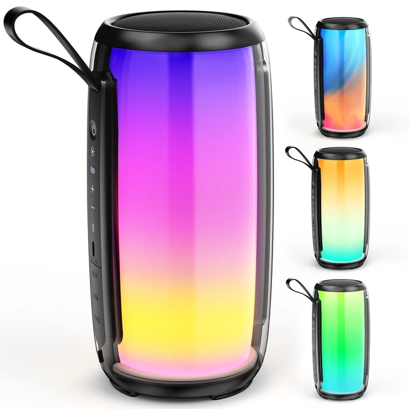 Tisco Portable Bluetooth Speaker with 60W Stereo Sound, Wireless Waterproof Speaker with Stylish RGB Lights, Support SD Card/USB/AUX,Lightweight for outdoor, Hiking, Home