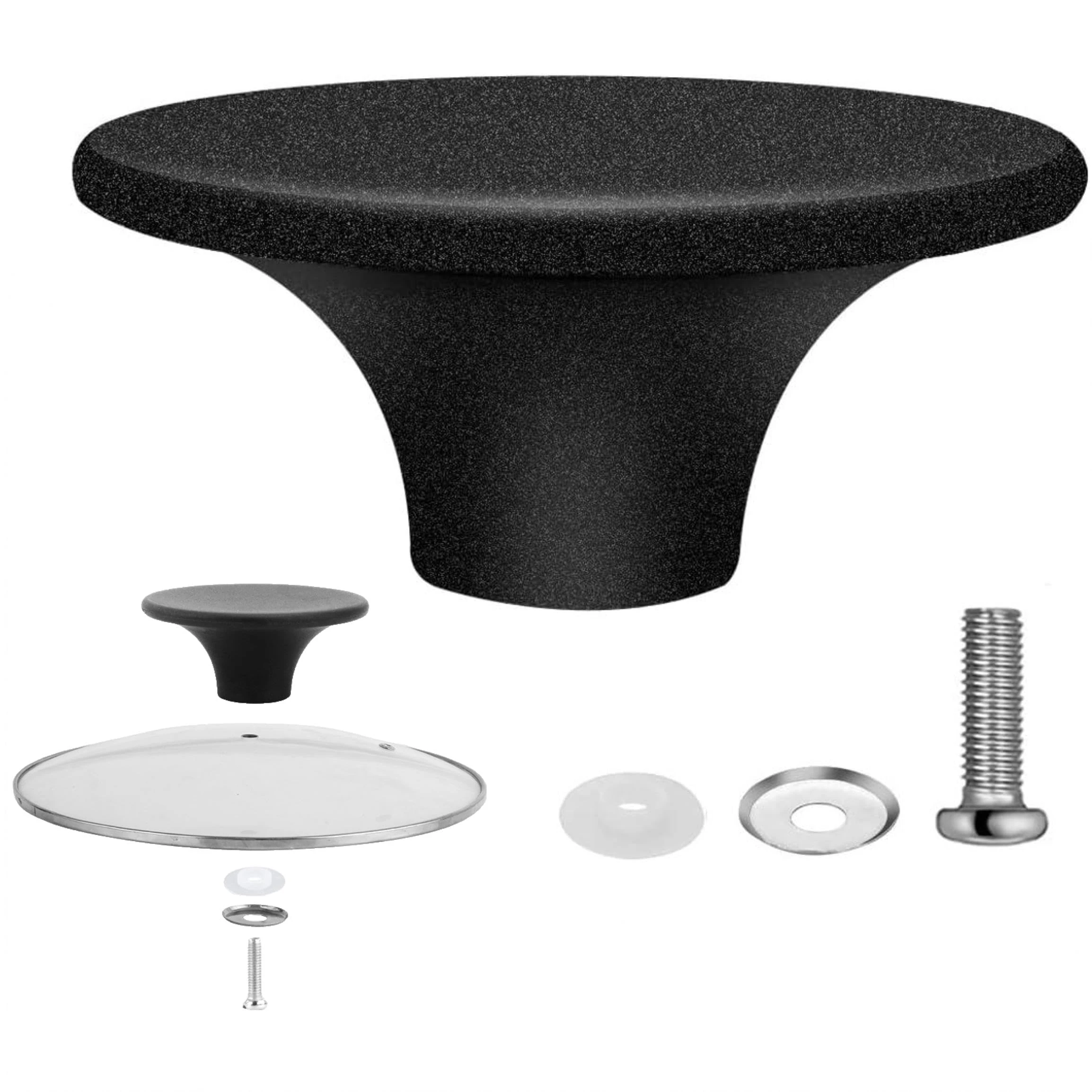 1 Set Universal Cooker Knobs – Stainless Steel Saucepan Lid Knobs with Screws – Non-Slip Pan Lid Handle – Ideal Replacement for Pot Lids & Slow Cookers (Black)