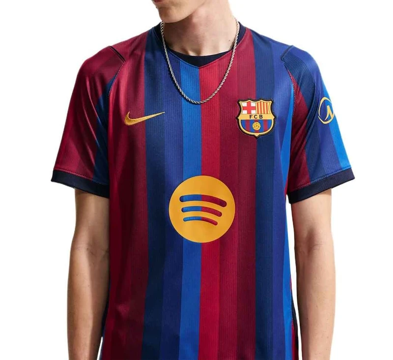 Nike Men's FCB Dri-Fit SS Stadium Home Jersey, Deep Garnet/Blue Void/Mineral, L