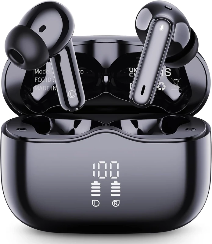 Wireless Earbuds, Bluetooth 5.4 Headphones in Ear 3D Bass Stereo Sound, 40H Wireless Earphones with 4 ENC Noise Cancelling Mic, IP7 Waterproof Bluetooth Earbuds LED, AI-Enhanced Calls for Android iOS