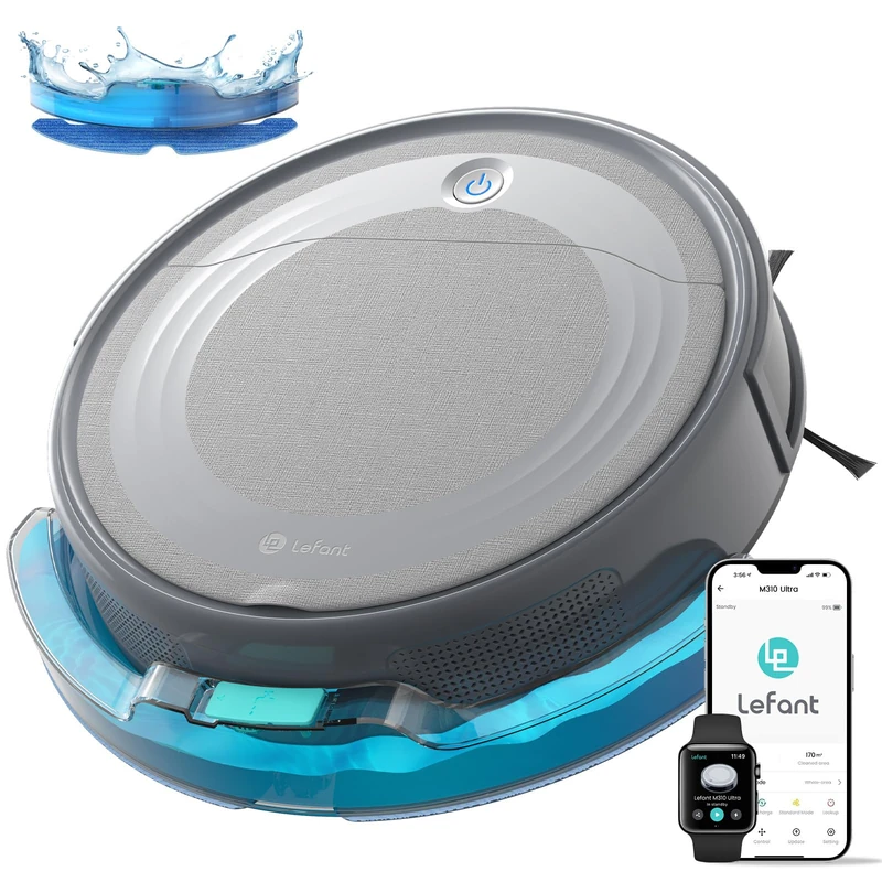 Lefant M310 Ultra Robot Vacuum Cleaner with Mop, ToF Laser Navigation, 170 Min, 6000Pa Ultra-Strong Suction Power, 190° Obstacle Avoidance, Ideal for Pet hair and Carpet, App Control, 2.4G Wi-Fi - Image 1