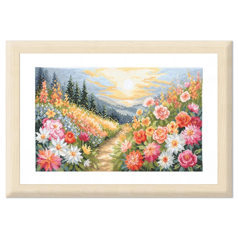 LANARTE Cross Stitch Embroidery Kits Counted Cross Stitch Pictures Set Colourful Way Wall Decoration Handmade Set for Adults Approx. 38 x 21 cm DIY Decoration Craft Set Craftsman Creative Gift Set