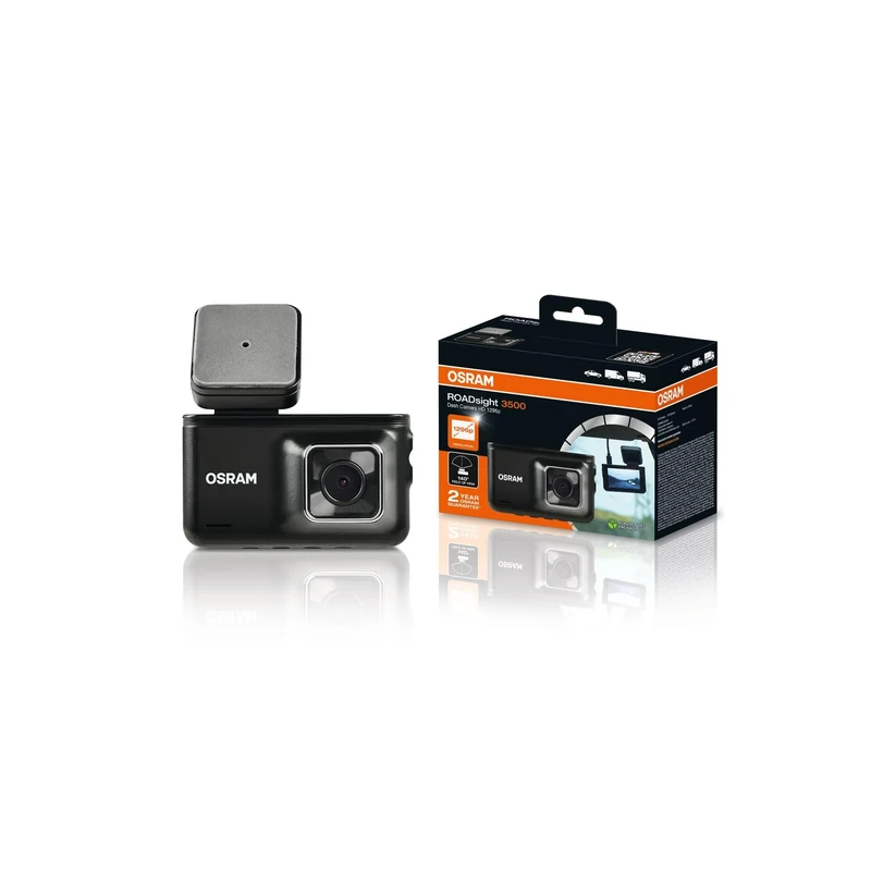 OSRAM ROADsight 3500 Dash Camera, 1296p HD, 3 inch display, 140° wide angle, G-sensor, 30fps, parking mode, HDR function, SD card support, 12/24V