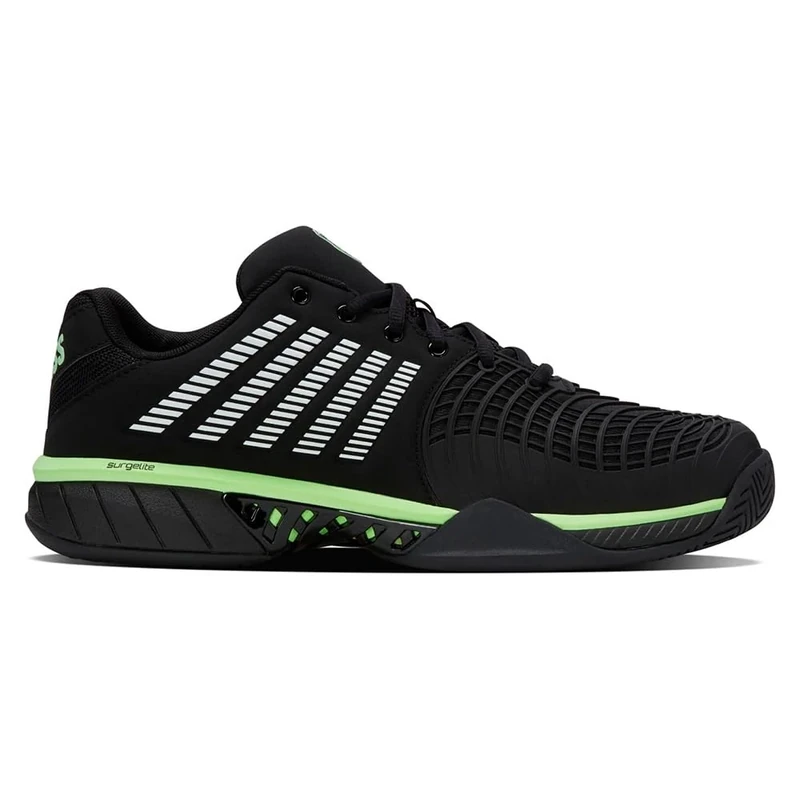 K-Swiss Men's Express Light 3 Tennis Shoe, Black/Soft Neon Green, 7.5 UK