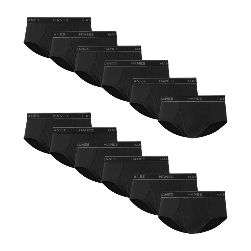 Hanes Men's Underwear Brief Pack, Cotton Briefs, Moisture-Wicking Underwear for Men, 12-Pack
