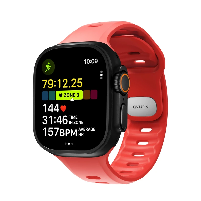 NOMAD Tempo Band for Apple Watch 49 mm Waterproof and Slim Sports Strap, coral, 49 mm, Modern