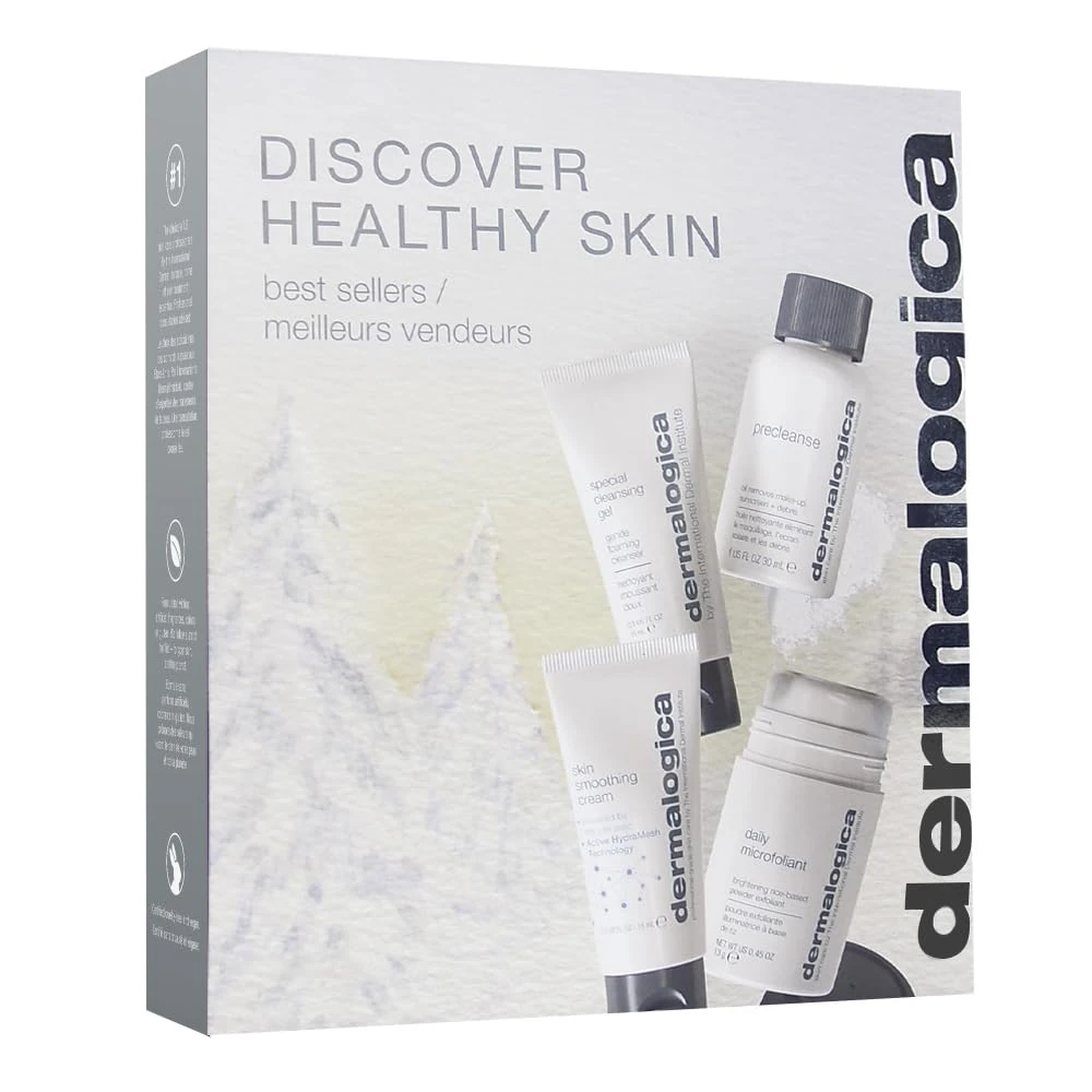 Dermalogica Discover Healthy Skin Kit, Christmas Edition, Polishes, Cleanses, Moisturisers, Precleanse 30ml, Special Cleansing Gel 15ml, Daily Microfoliant 13g, Skin Smoothing Cream 15ml