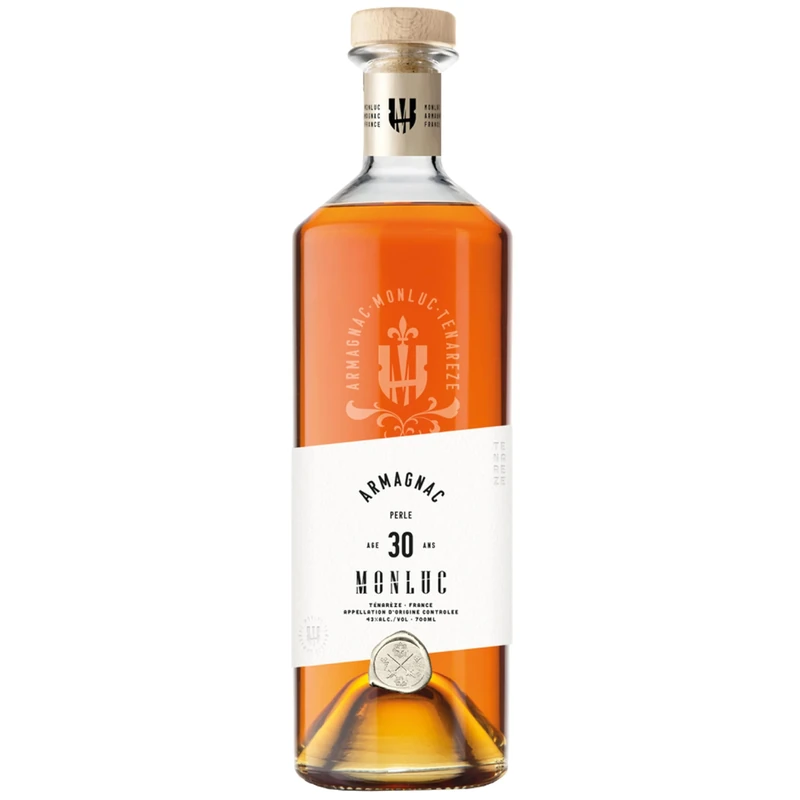 Monluc Armagnac Pearl Anniversary 30-Year-Old – Rare Grand Cru Blend Aged in French Oak – Dried Fruit & Cedar Complexity – 43% ABV