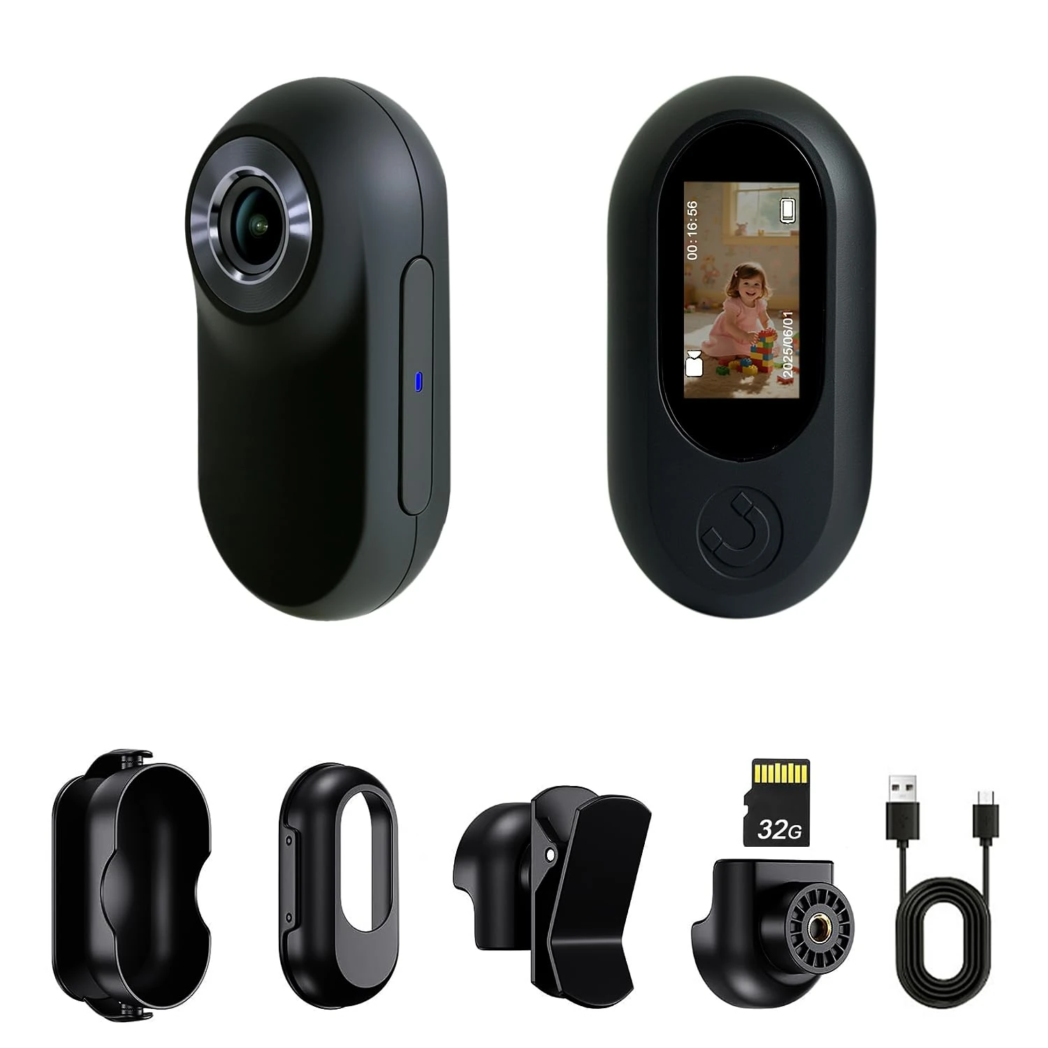 Mini Body Camera with 32GB, Thumb Size Mini Body Cam, Wearable Body Cameras with Audio and Video Recording, Hands-Free POV Portable Vlogging Camcorder for Walking, Fishing, Travel(Black)