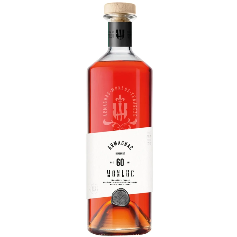 Monluc Armagnac Diamond Anniversary 60‑Year‑Old – Rare Grand Cru Ugni Blanc & Baco Blend – Raisin, Roasted Coffee & Violet Spice – 43% ABV