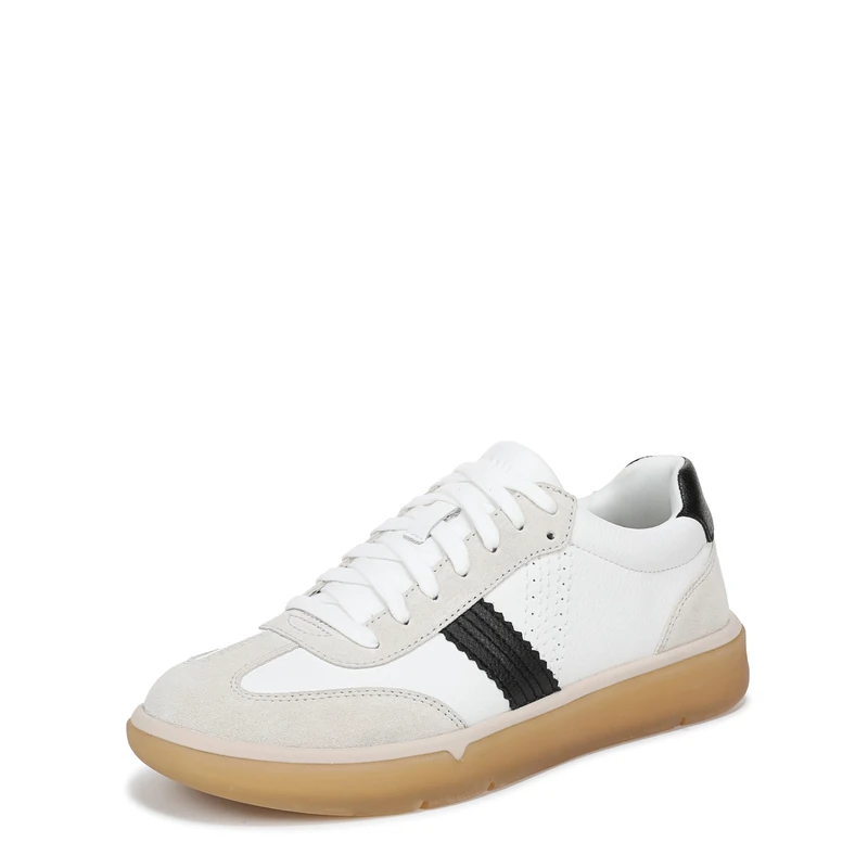 Vionic Women's City Walk Lace-Up Trainers, White/Black Leather, Wide Fit, UK 6.5