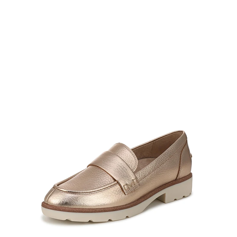 Vionic Women's Cleo Loafer | Bronze Metallic Leather | Pull-On | VIO Motion Arch Support | Cushioned Block Heel | Translucent Lug Sole | Everyday Loafer | UK 9