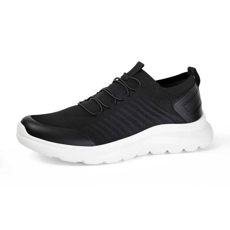 Amazon Essentials Men's Lightweight Knit Running Trainers, Black White, 12 UK