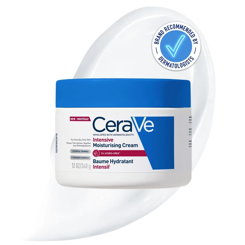 CeraVe Intensive Moisturising Cream, Body Moisturiser With Hyaluronic Acid, 3 Essential Ceramides, Dry Skin Moisturiser Skin Care, Itch-Relief Cream, 340g