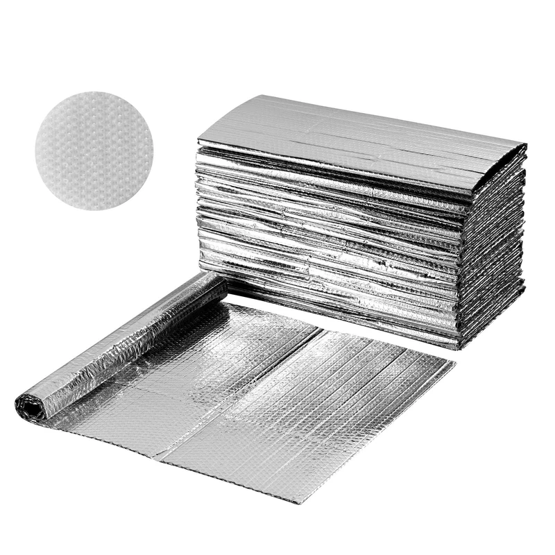 VEVOR Double Reflective Insulation Sheet, 16PCS Double-Sided Aluminum Foil Radiant Barrier, 6mm 1.22 m x 0.61 m, Dual-Layer Air Bubble Heat Reflective Shield, for Garage Door Window RV Roof