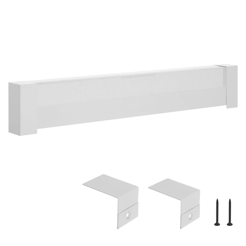 VEVOR Baseboard Heater Covers, Basic Series 1211 mm Standard Electric Heating Unit Front Cover for Home Improvement, Heavy-duty Steel, Easy Installation for Bedroom Replacing Old Cover, White - Image 1