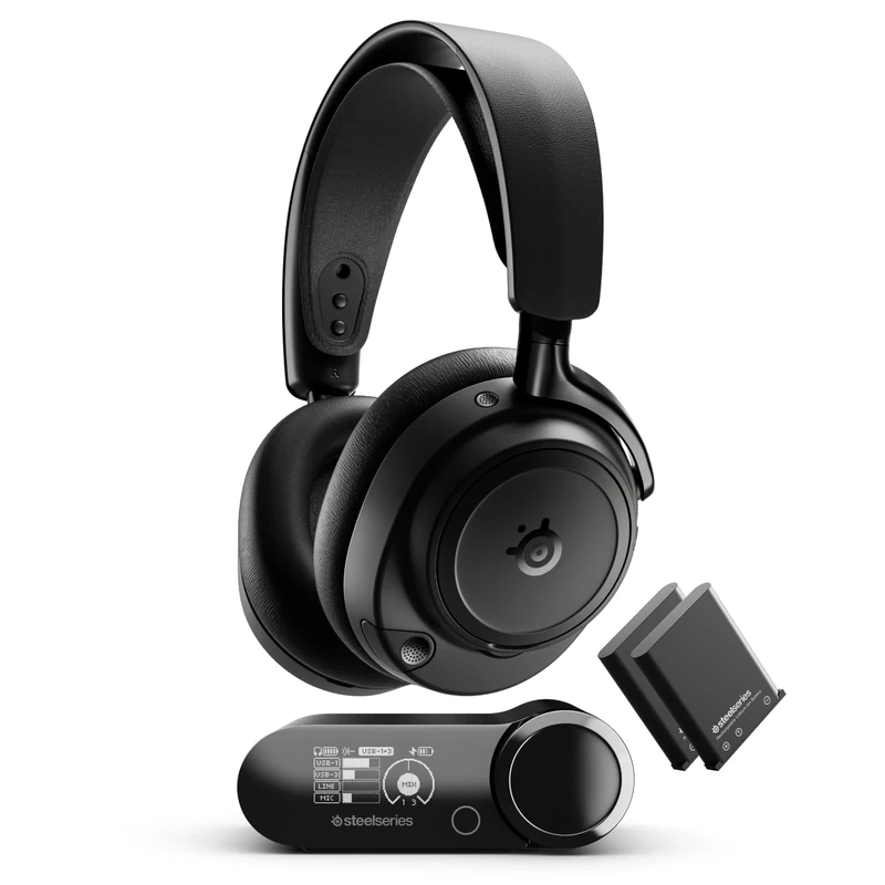 SteelSeries Arctis Nova Elite - Hi-Res Wireless Gaming Headset - 96kHz/24bit - Carbon Fiber Speakers - ANC - AI Noise Rejection - App - 2.4GHz + BT - Multi-Source Mix - OmniPlay PC+PS+Xbox - Black