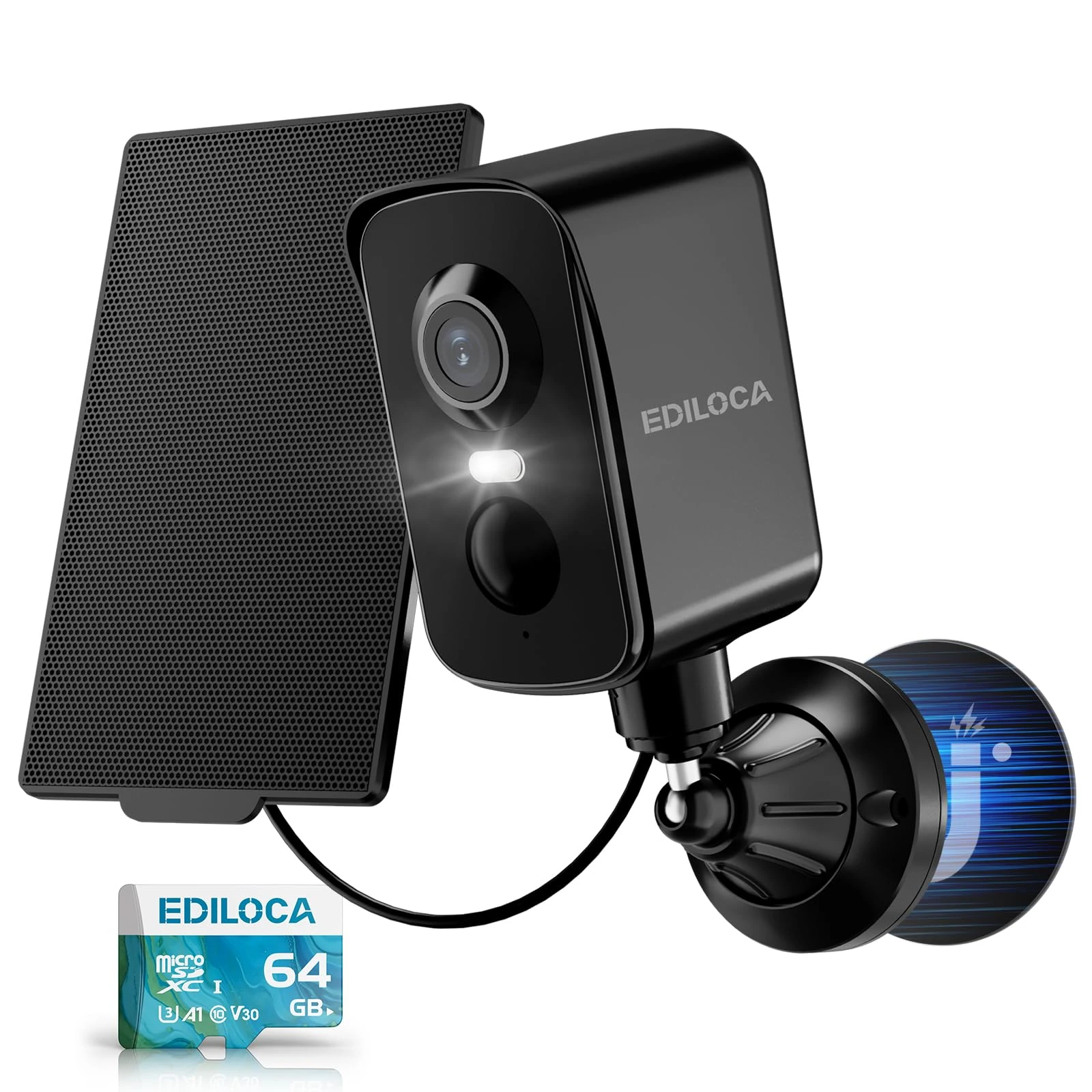 Magnetic Security Camera Outdoor Wireless, 2K 3MP WiFi Camera with 300° Horizontal Rotation, Rechargeable Battery and Solar Panel, PIR Human Detection, Color Night Vision, 2-Way Audio, Weatherproof