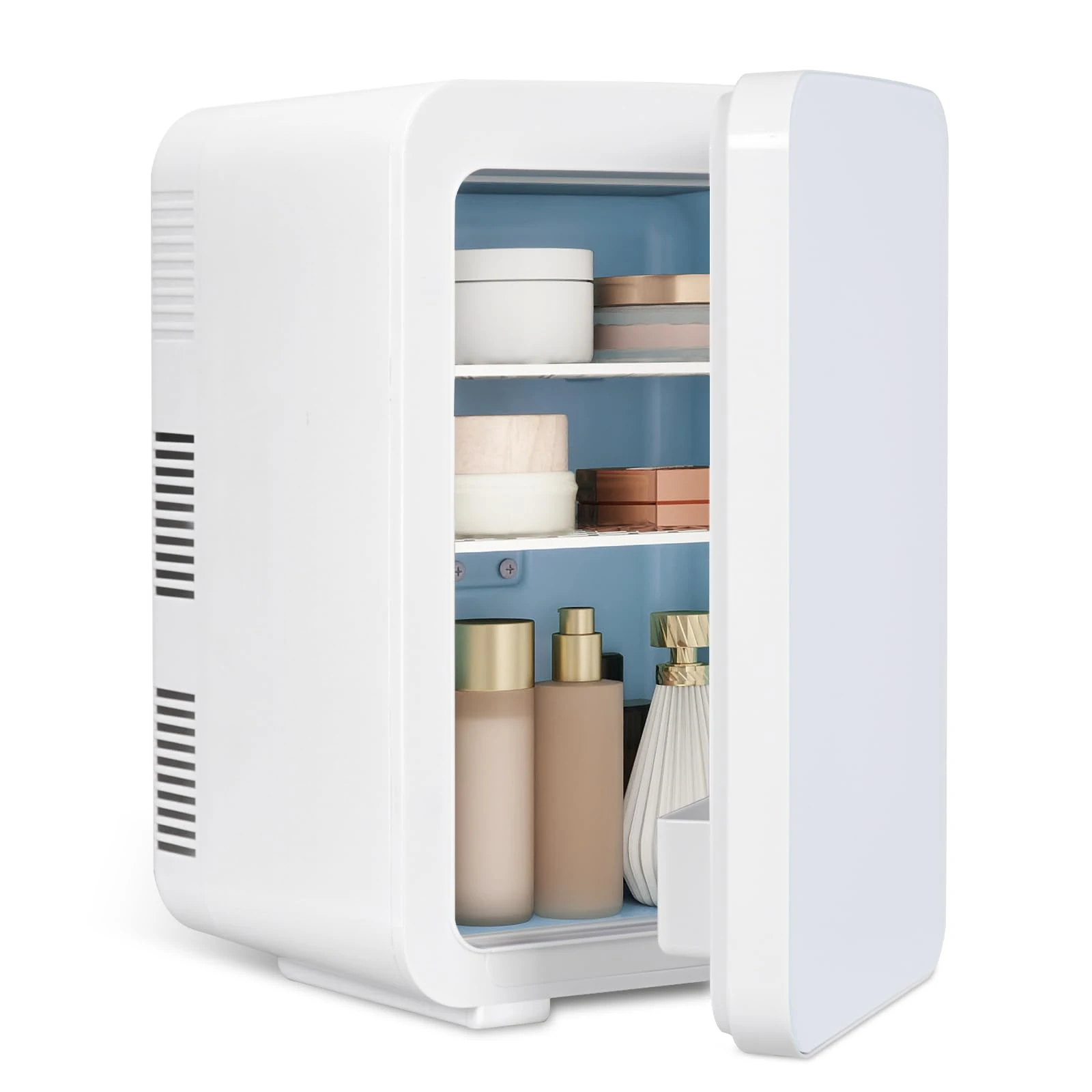 eklipt Mini Fridge for Bedrooms 10L/12 Cans with AC/DC Powered, Small Skincare Portable Beauty Fridge with System Cooler and Warmer for Cosmetic, Office or Car, White