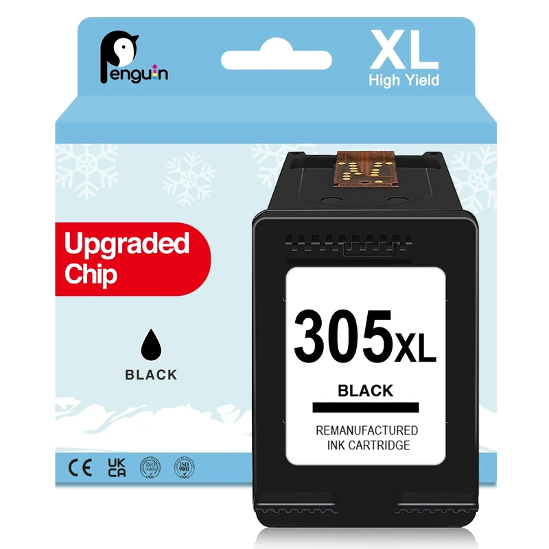 Penguin 305 Ink Cartridge Black for HP 305 XL Replacement Compatible with Deskjet 2810e 2820e 2800e 4220e 4222e 2710e 2720e 4120e Envy 6000e 6020e 6032e 6022e for HP 305XL Black Printer Ink