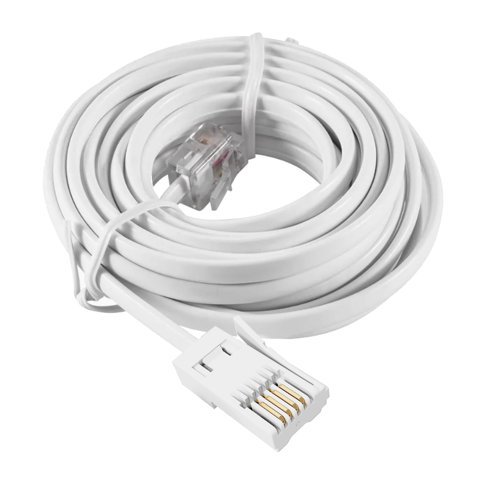 1 Pcs 5-Meter BT to RJ11Cable, Telephone Cable PhoneCable for Landline ADSL Modem Cable, BT Telephone to RJ11Cable for Landline, Router, ADSL Broadband, Fax, Sky Box, Virgin Media (White 6P2C)