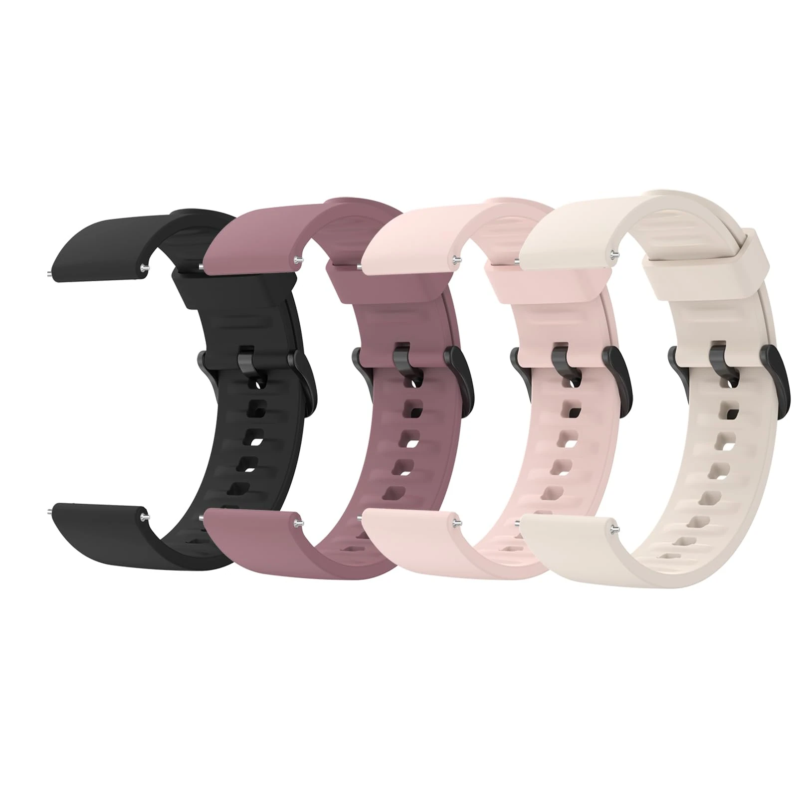 4 Pack Quick Release Watch Straps Width 22mm Watch Straps for Men Women, Soft Silicone Rubber Sport Replacement Wristbands for Smartwatch