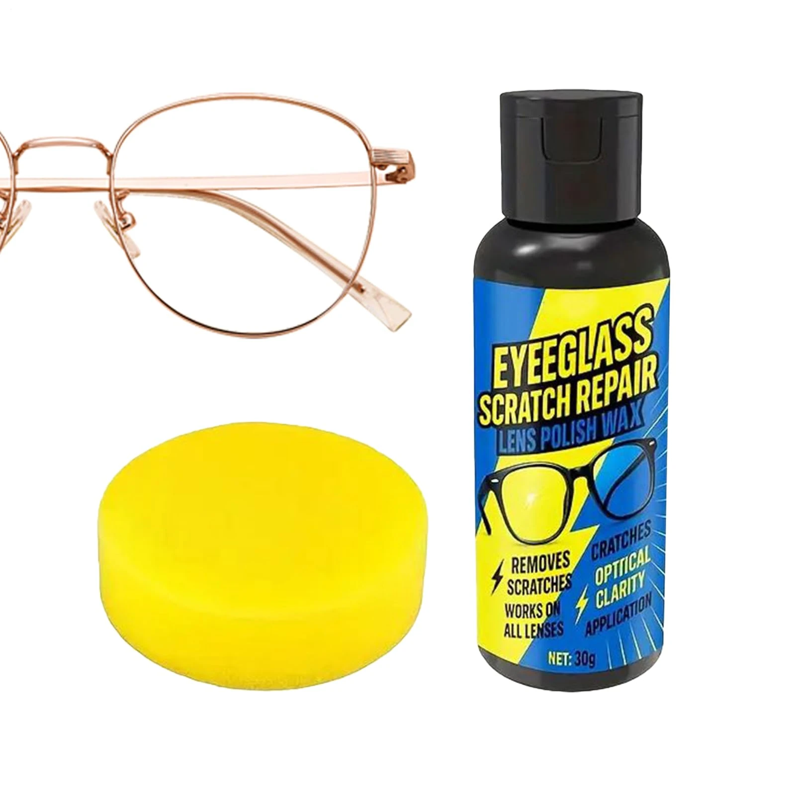 Lens Scratch Remover, Watch Screen Cleaner with Sponge, Polish Scratch Remover for Glass Watch Crystals, Scratches Removers Repair Tool, Glasses Polish, Great for Glasses Clocks and Screens