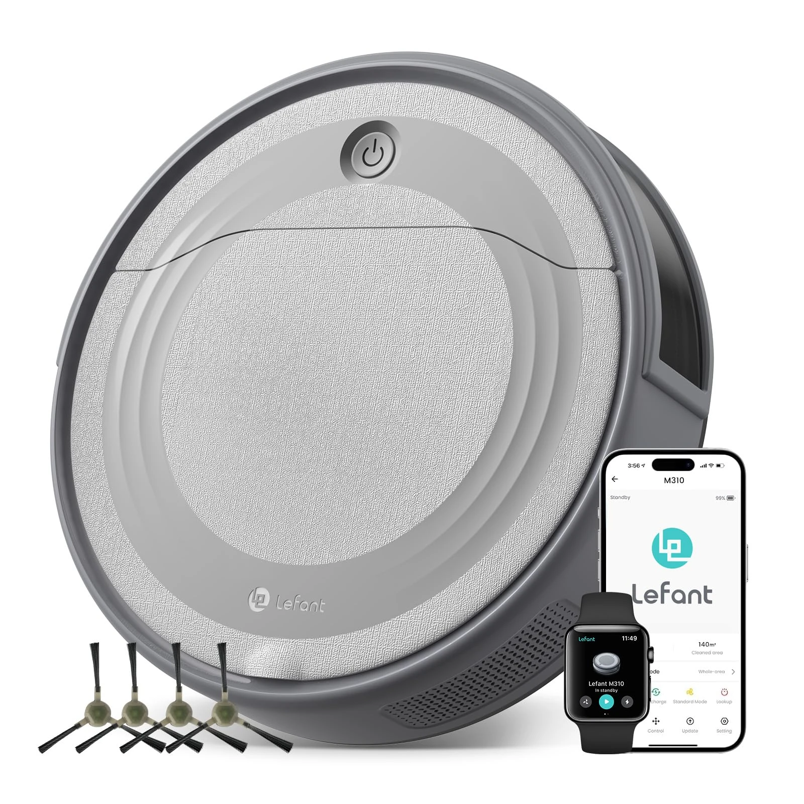 Lefant M310 Robot Vacuum Cleaner, 4500Pa Strong Suction, 180 Min, 7.9 cm Thin 28 cm Diameter, Automatic Self-Charging Small Robotic Vacuum, 2.4G Wi-Fi/App/Alexa Control, Ideal for Pet Hair Hard Floor