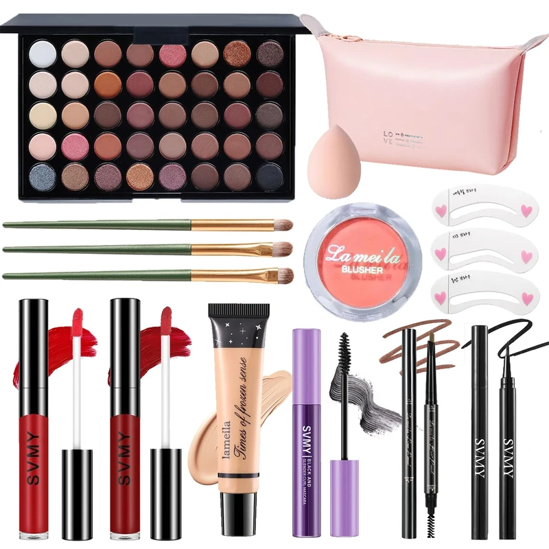 PWYSHXDF 40-Color Makeup Kit: Eyeshadow Palette, Lip Gloss & Brushes