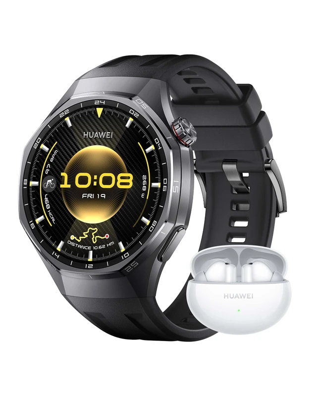 HUAWEI WATCH GT 6 Pro 46mm Black + FreeBuds 6i White, 1.47''AMOLED Touchscreen, up to 21 days battery life, 100+ Sports Mode, iOS & Android, ECG Analysis, All-day Health Monitoring