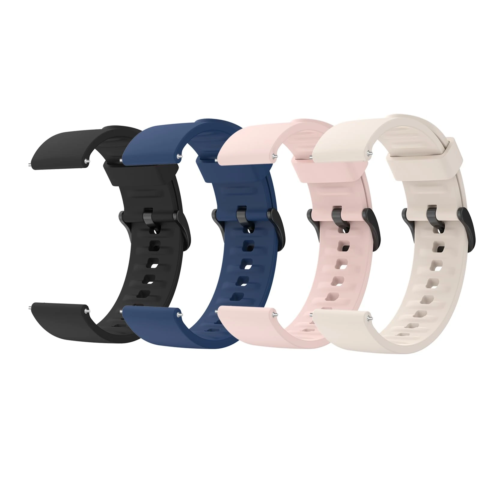 4 Pack Quick Release Watch Straps Width 22mm Watch Straps for Men Women, Soft Silicone Rubber Sport Replacement Wristbands for Smartwatch