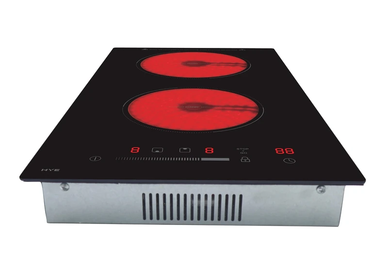 HYE Electric Hob - Ceramic Hob, 30cm Built In, 2 Cooking Zones, Sleek Black Glass Surface, Intuitive Touch Control Panel, 9 Power Levels, Child Lock, Perfect For Modern Homes - C01CH30E30