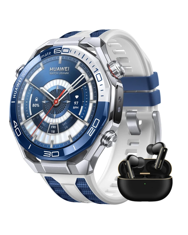 HUAWEI WATCH Ultimate 2 Blue + FreeBuds Pro 4 Black, Zirconium-based Liquid Metal Case, 150-Meter Diving Watch, Sonar-based Underwater Communication, Accurate Health Monitor, eSIM Cellular Calling - Image 1