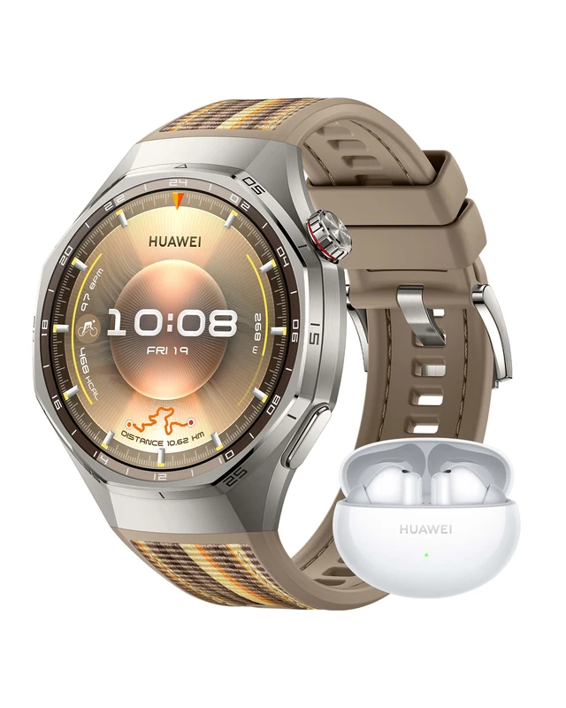 HUAWEI WATCH GT 6 Pro 46mm Brown + FreeBuds 6i White, 1.47''AMOLED Touchscreen, up to 21 days battery life, 100+ Sports Mode, iOS & Android, ECG Analysis, All-day Health Monitoring