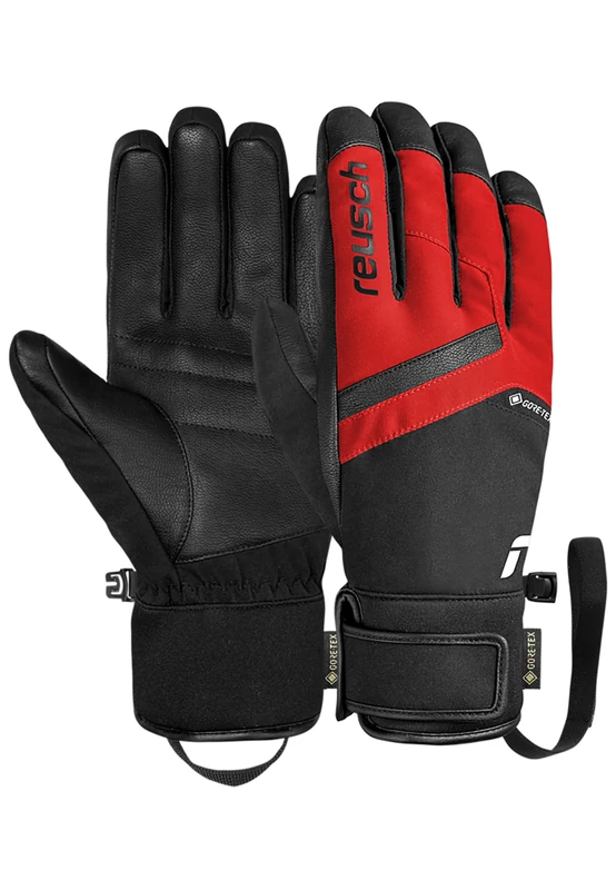 Reusch Booster Gore-Tex Unisex Ski Gloves - Waterproof, Windproof, Breathable, R-LOFT Insulation, Vegan Leather, Softshell Premium, Tight Cuff, Winter Sports for Men and Women