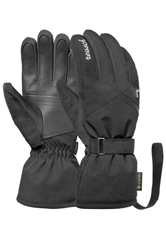 Reusch Alba Women's Gore-Tex Ski Gloves - Waterproof, Windproof & Breathable - Softshell - Gloves with Touchscreen Function, Wristband & Leash - for Skiing & Winter Sports