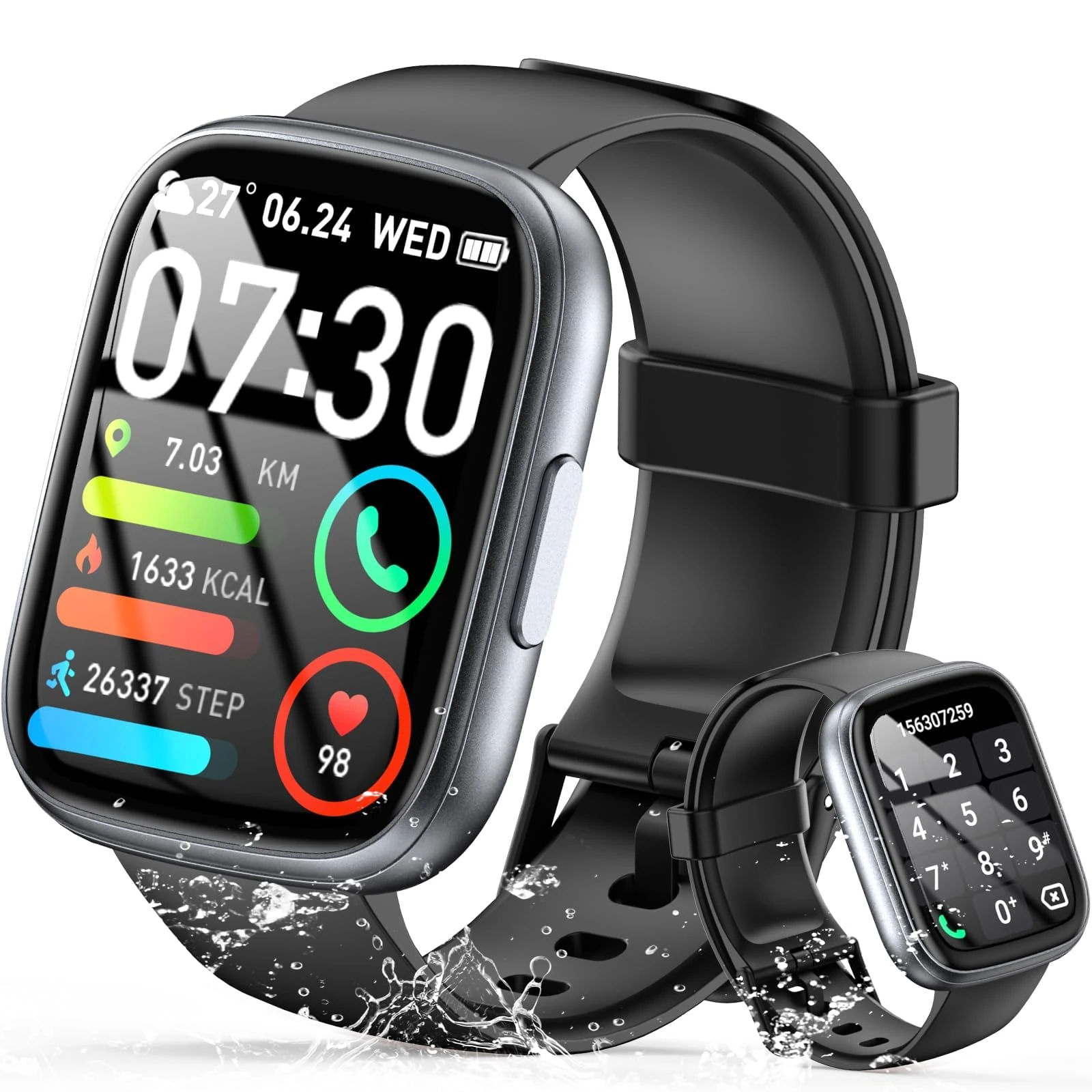 Smart Watch for Men Women, 1.95" Bluetooth 5.3 Calling Touch Fitness Watch with Heart Rate/Sleep/Step Counter, New Smartwatch with 110+ Sports Modes, IP68 Waterproof Activity Tracker for Android iOS