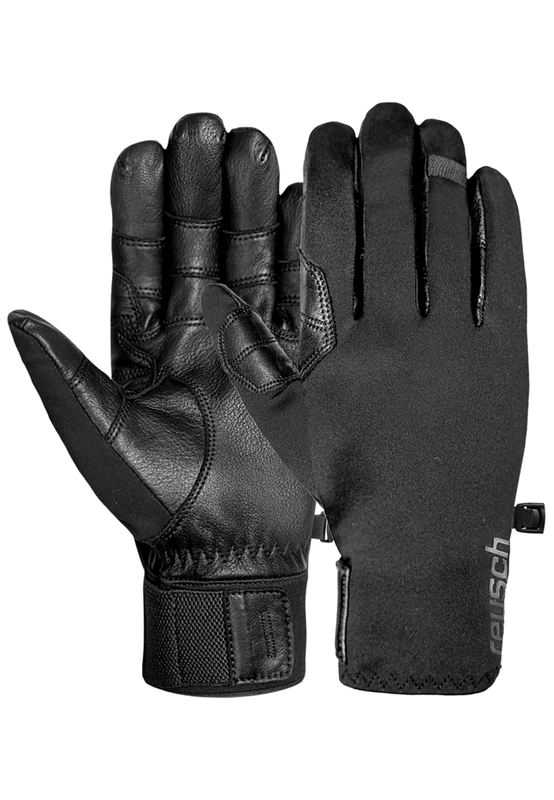 Reusch Track-X Touch-TEC Unisex Everyday Gloves - Outdoor Gloves for Men and Women with Softshell, Cowhide Leather, Touchscreen Function, Windproof, Water-Repellent, Reinforced Grip