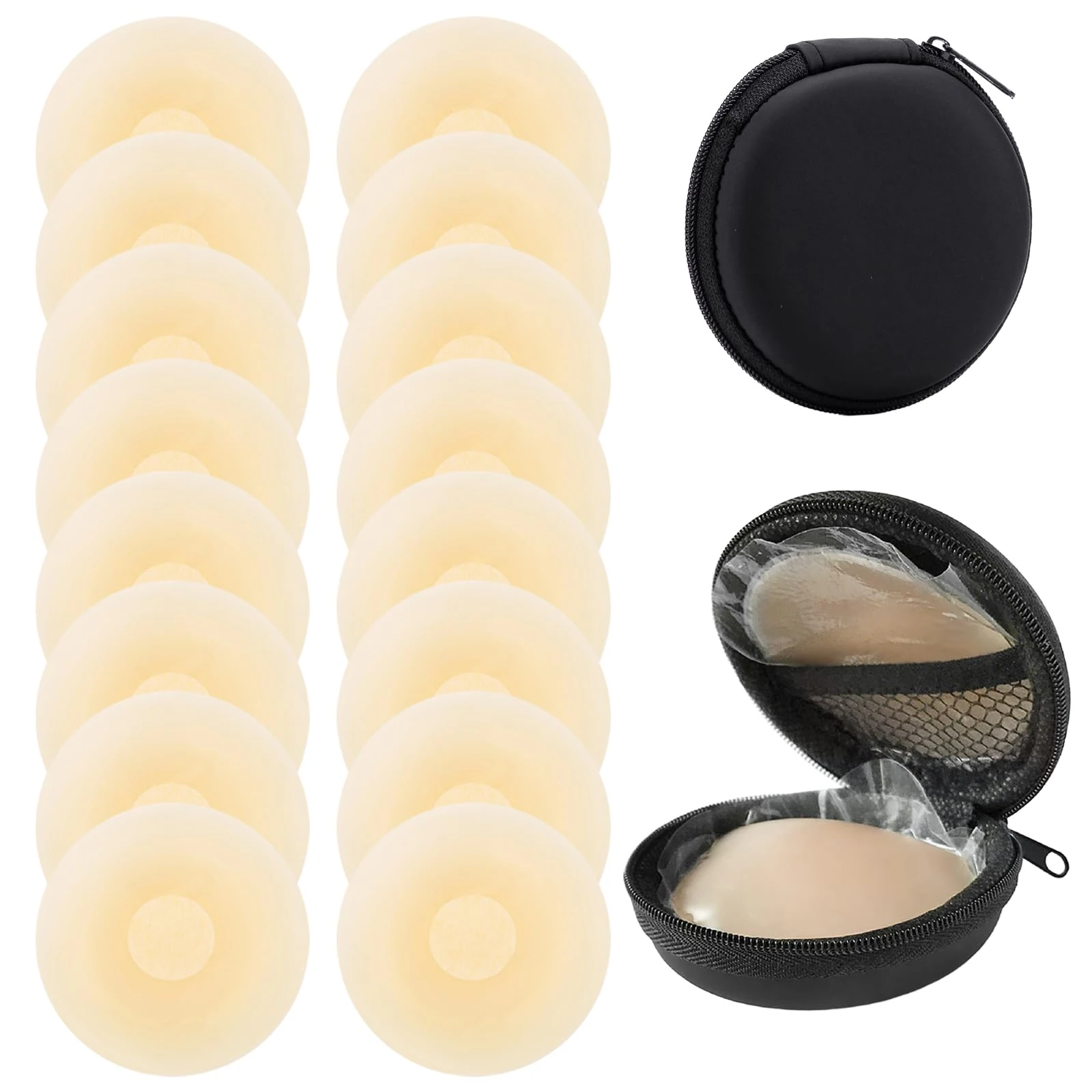 DAVBNM 8 Pairs Silicone Nipple Covers for Women, Adhesive Round Silicone Nipple Pads Cover Invisible Reusable Adhesive, Reusable Nipples Pasties for Boobs Invisible Breast Petals with Travel Case