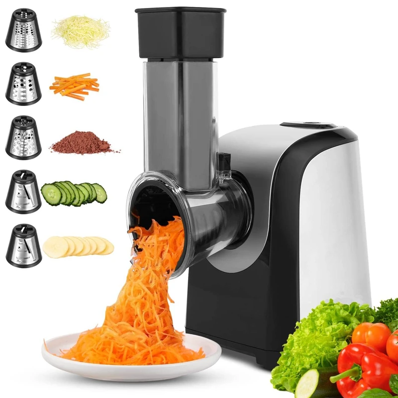 Vegetable Slicer Electric 5 in 1 with Vegetable Grater, 150 W Electric Grater, Kitchen Aid for Fruit, Vegetables and Cheese