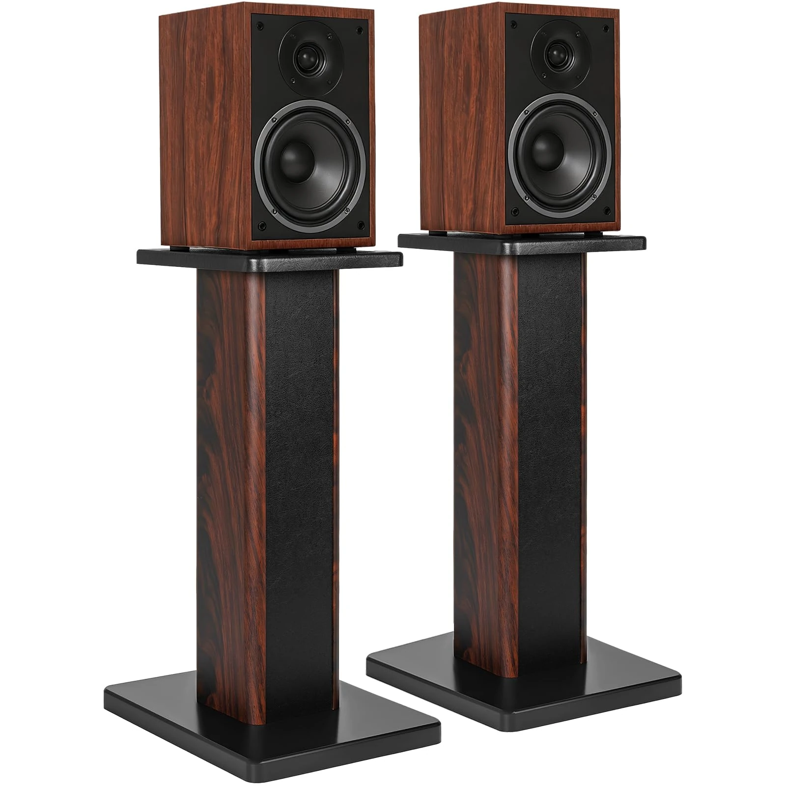 FREEAMG 50CM(20 Inch) Wood Grain Speaker Stands, Universal Floor Speaker Stands Set of 2 with Sand Filling Tuning Function, Surround Sound Speaker Stands for Home, Theatre, Music Studio Use
