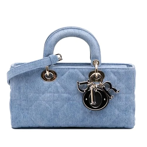 Pre-Loved Medium Denim Macrocannage Lady D Joy Satchel Handbag