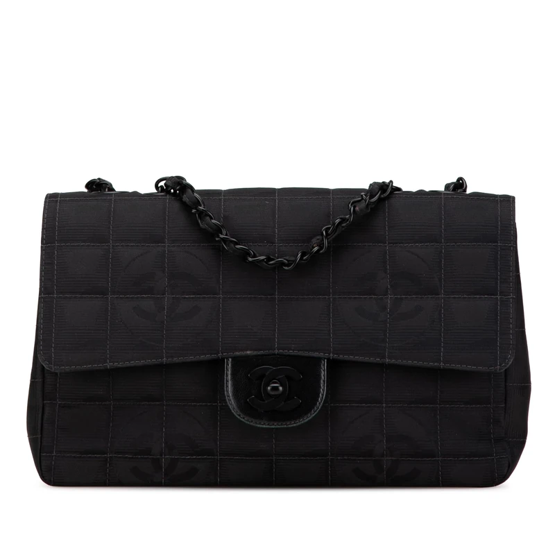 Chanel Pre-Loved New Travel Line Medium Nylon Single Flap Shoulder Bag