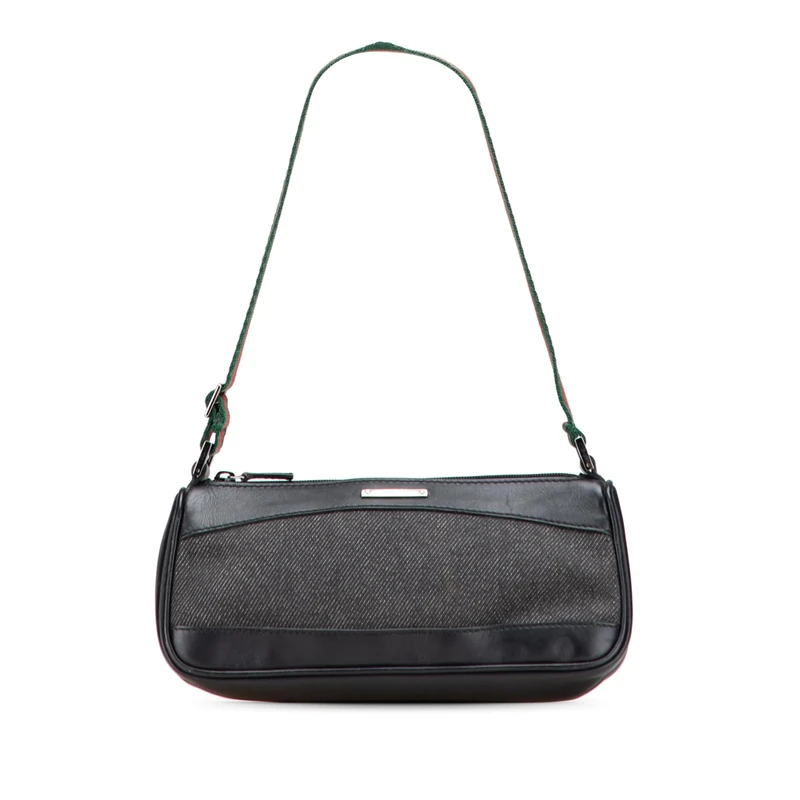 Gucci Pre-Loved Denim Web Shoulder Bag